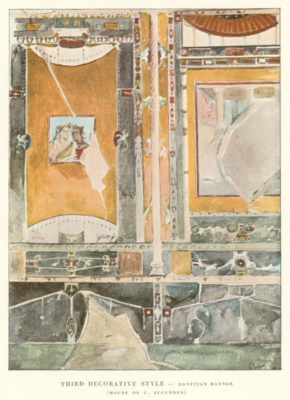 第三种装饰风格，埃及庄园，C Jucundus 之家（彩色石版画） 作者 皮埃尔·古斯曼