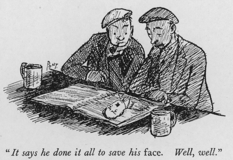 "It says he done it all to save his face, Well, well" (litho) 作者 蓬