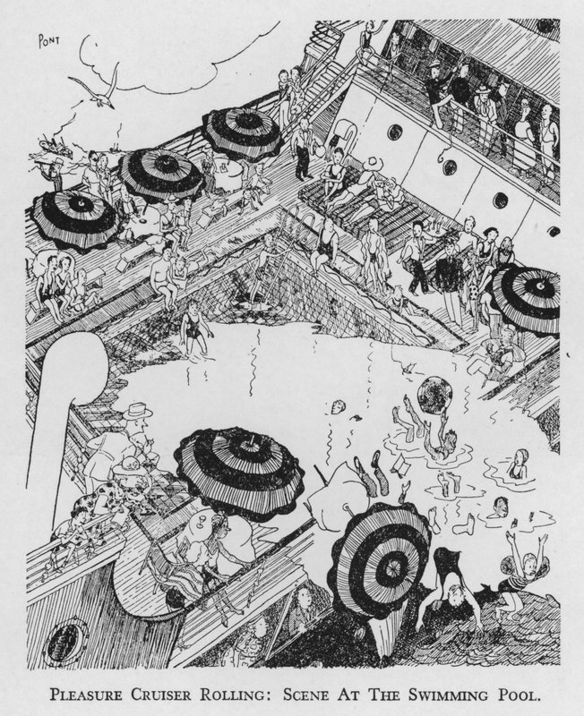 Pleasure cruiser rolling, scene at the swimming pool (litho) 作者 蓬