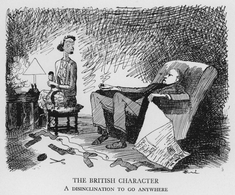 英国人的性格，不愿意去任何地方（石版）。 作者 蓬