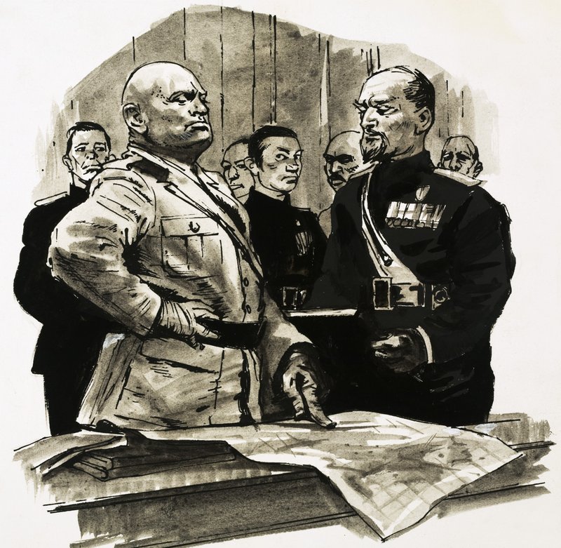 身份不明的军官指着地图上的一个点 作者 拉尔夫·布鲁斯