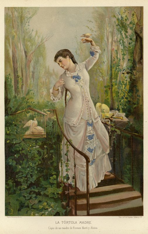 母亲与斑鸠（chromolitho） 作者 拉蒙·马丁·阿尔西纳