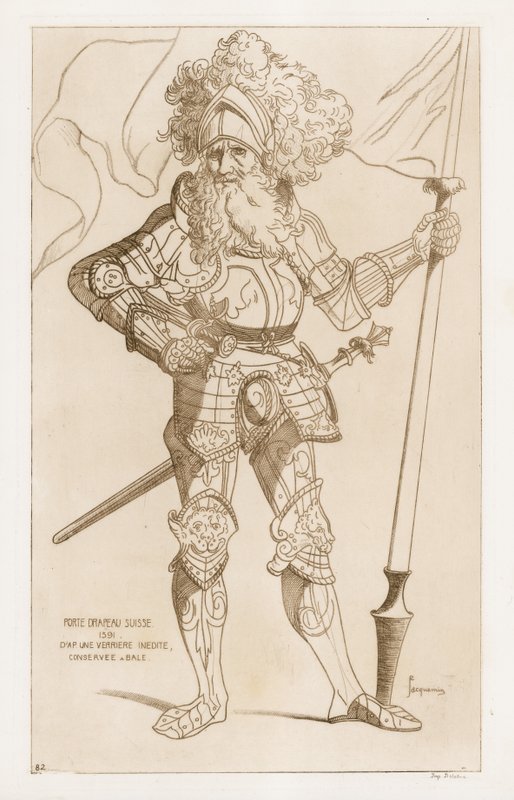 瑞士国旗持有人，1391年 作者 拉斐尔·雅克敏（Raphael Jacquemin）
