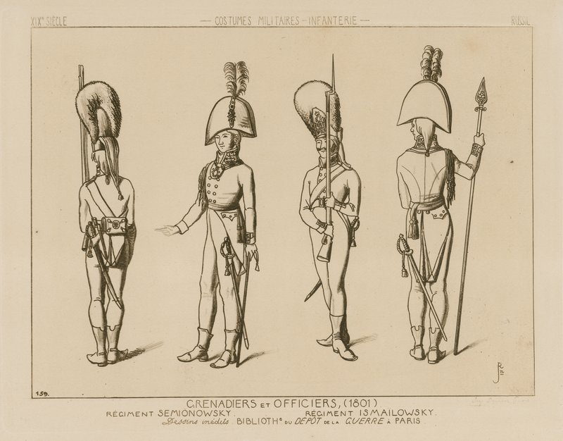 俄罗斯掷弹兵和军官，1801年 作者 拉斐尔·雅克敏（Raphael Jacquemin）
