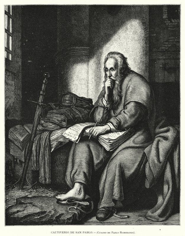 监狱中的圣保罗（石印 作者 伦勃朗·哈门斯（Rembrandt Harmensz）。范·里恩（之后）
