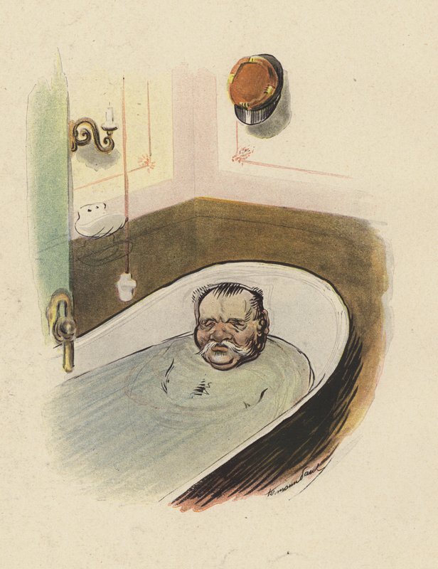 Man in a bathtub (colour litho) 作者 雷内·乔治·赫尔曼·保罗