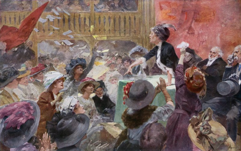 Suffragettes在竞选期间举行会议 作者 雷内·勒隆