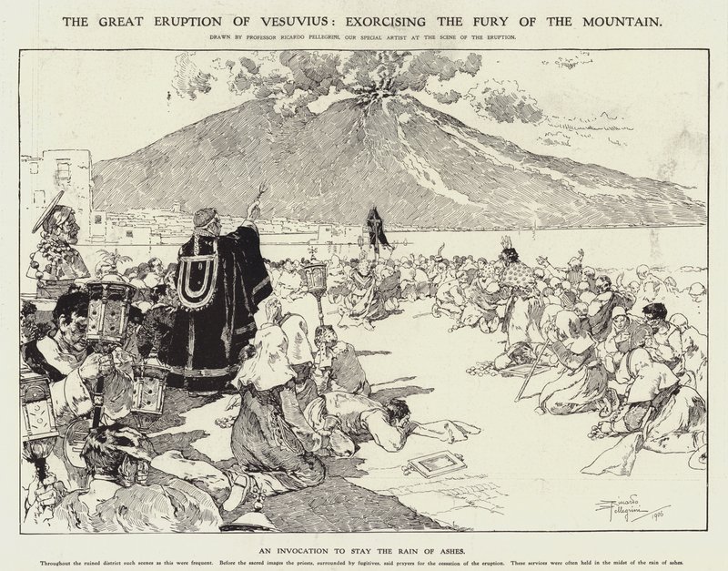 维苏威火山大爆发：驱除大山之怒（版画） 作者 里卡多·佩莱格里尼（Riccardo Pellegrini）