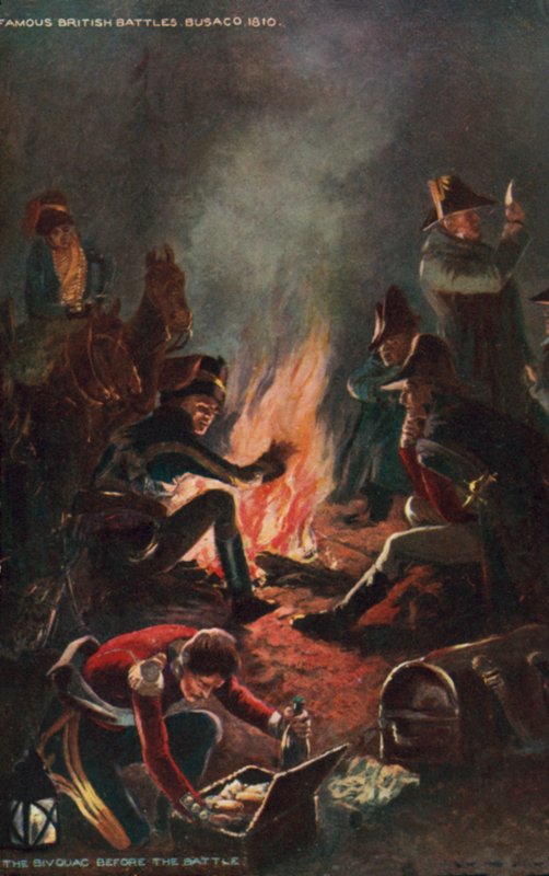 Bivouac在葡萄牙Bussaco战役之前，半岛战争，1810年 作者 理查德·卡顿二世·伍德维尔