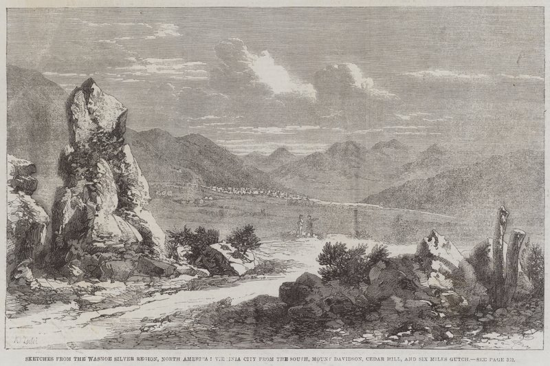 来自南部的Washoe Silver Region，南部的弗吉尼亚城，Mount Davidson，Cedar Hill和Six Miles Gutch的草图 作者 理查德·普里恩·利奇