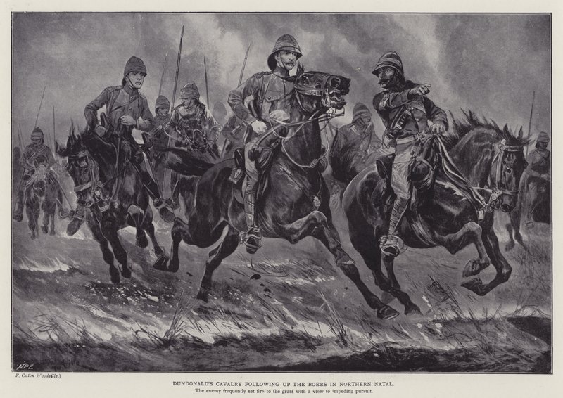 Dundonald 的骑兵在北纳塔尔（石版画）跟随布尔人 作者 理查德·卡顿二世（之后）伍德维尔