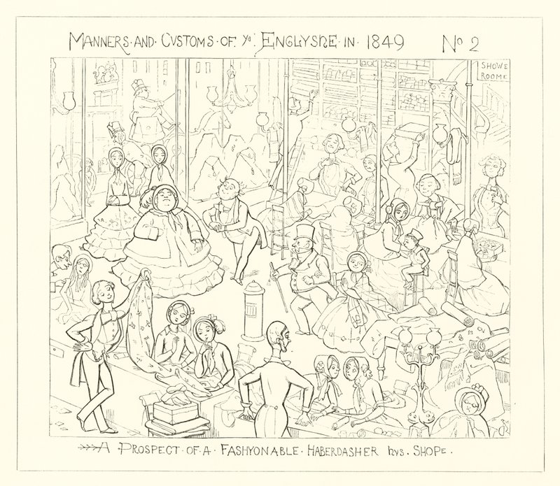 1849年，一个时尚的Haberdashers商店的前景 作者 理查德·道尔