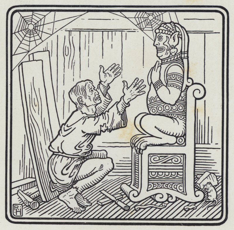 The Man And The Wooden God (engraving) 作者 理查德·海威