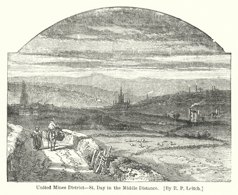 United Mines District, St Day in the Middle Distance (engraving) 作者 理查德·普里恩（后）里奇