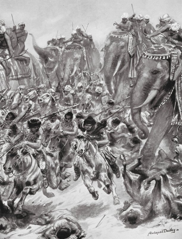 公元 528 年击败埃夫塔尔人或白匈奴人（石版画） 作者 罗伯特·安布罗斯·杜德利