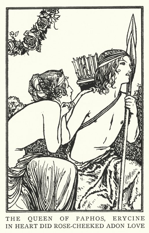 帕福斯的女王，埃里辛，在心里对玫瑰花脸的阿东爱不释手（literho）。 作者 罗伯特·安宁·贝尔