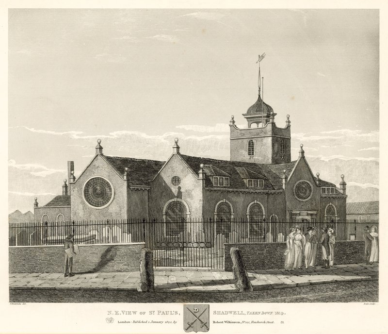 圣保罗的东北视图，Shadwell，伦敦，1819年拍摄 作者 罗伯特·布莱默尔·施内伯贝利