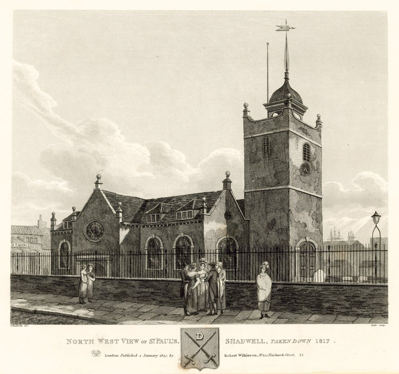 圣保罗的西北视图，Shadwell，伦敦，取下1817年 作者 罗伯特·布莱默尔·施内伯贝利