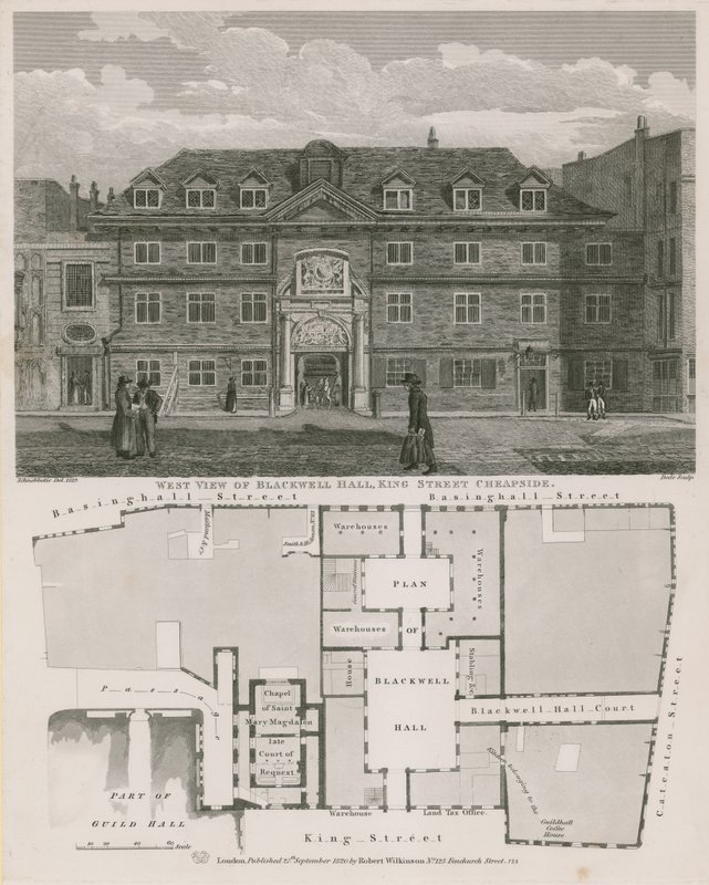 Blackwell Hall，King Street，Cheapside的西视图 作者 罗伯特·布莱默尔·施内伯贝利