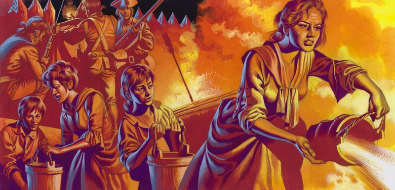 定居者受到美国土著印第安人的攻击（水粉画纸） 作者 罗恩·恩布尔顿