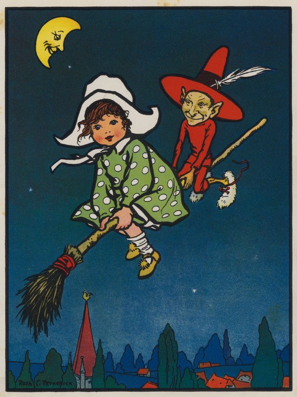 Marjorie and Red Elf (colour litho) 作者 罗莎·克莱门蒂娜·佩瑟里克
