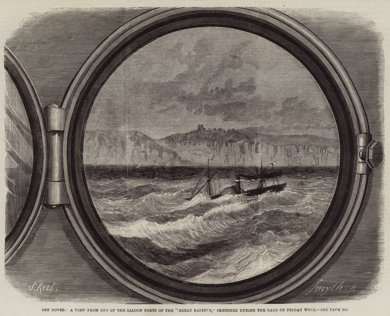 Off Dover，一个来自大东方沙龙港口的景色，在星期五周的大风期间勾画出来 作者 塞缪尔·里德