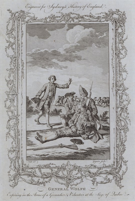 沃尔夫将军在魁北克围城战中死于掷弹兵和志愿者的怀抱（版画） 作者 塞缪尔（之后）鲸鱼