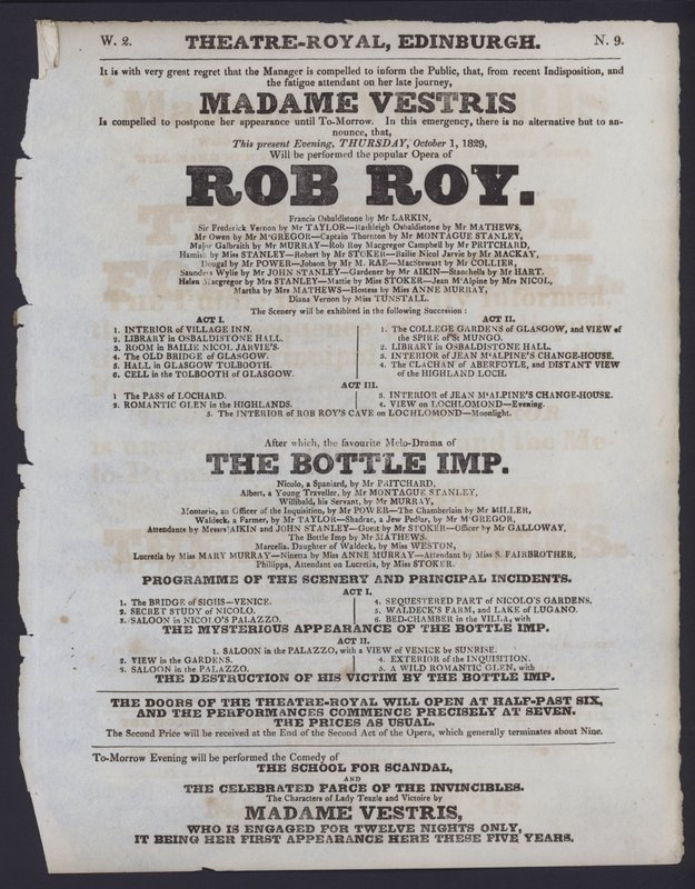 Theatre programme for the Theatre Royal, Edinburgh 作者 苏格兰学派