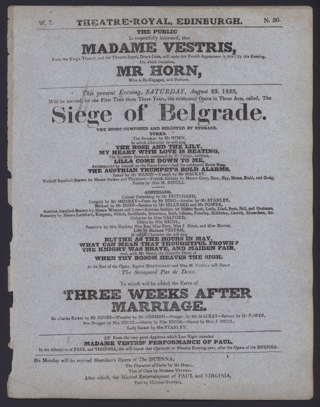 Theatre programme for the Theatre Royal, Edinburgh, 23 August 1823 (litho) 作者 苏格兰学派