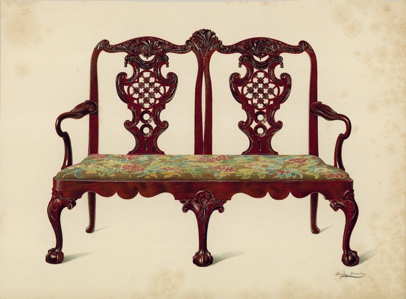Settee，Miss Mills（chromolitho）的财产 作者 雪莉·查尔斯·莱韦林·斯洛科姆