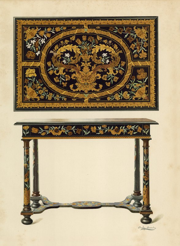 表镶嵌着Marqueterie，Haryngworth的Lord Zouche（chromolitho）的财产 作者 雪莉·查尔斯·莱韦林·斯洛科姆