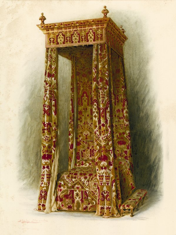 软体床，汉普顿宫（chromolitho） 作者 雪莉·查尔斯·莱韦林·斯洛科姆