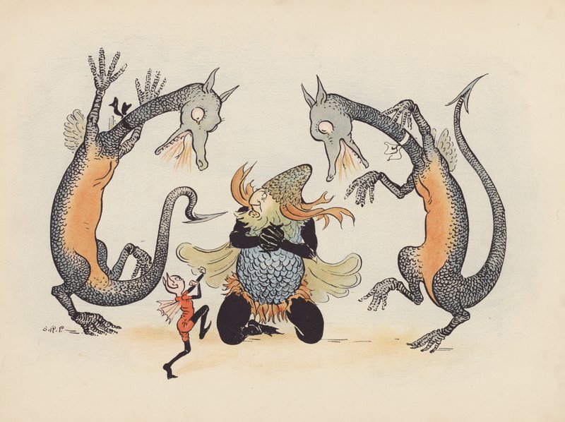 S Rosamond Praeger 为《小双龙》绘制的插图（彩色石版画） 作者 索菲亚·罗莎蒙德·普拉格