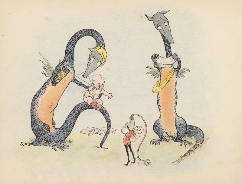 S Rosamond Praeger 为《小双龙》绘制的插图（彩色石版画） 作者 索菲亚·罗莎蒙德·普拉格