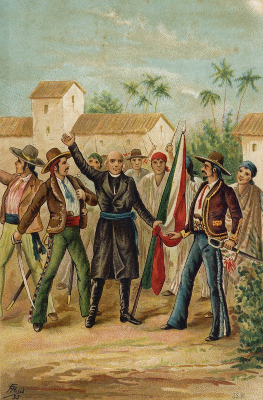 天主教神父Miguel Hidalgo和Costilla发布Grito de Dolores呼吁墨西哥独立，1809年9月15日 作者 西班牙语学校