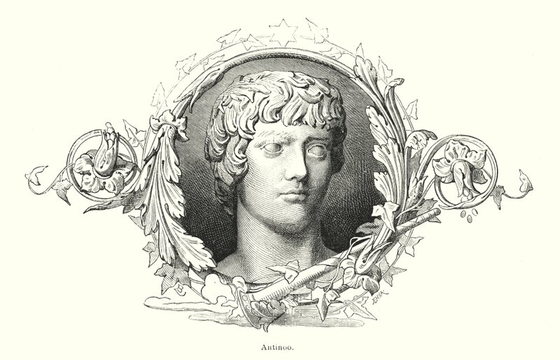 Antinous，Bithnyian 希腊青年和罗马皇帝 Hadrian (litho) 的最爱 作者 西班牙语学校