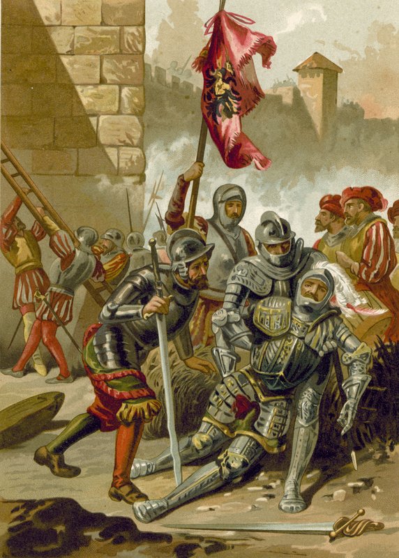 1527年在罗马的萨克，查尔斯三世，波旁公爵的死亡 作者 西班牙语学校
