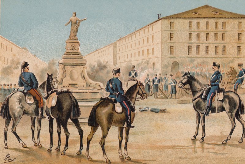 1874年西班牙萨拉戈萨自由志愿者解除武装 作者 西班牙语学校