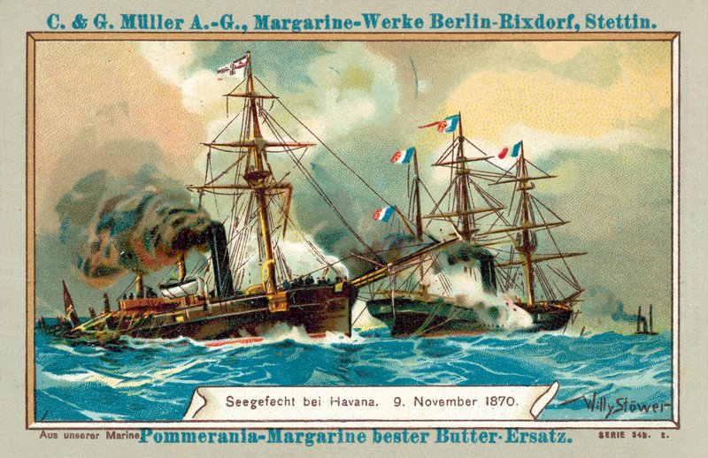 1870年11月9日在哈瓦那海战（chromolitho） 作者 Stoewer Willy