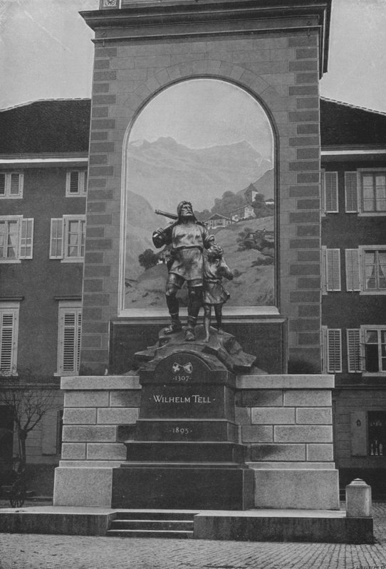 Altdorf, La Statue de Guillaume Tell (b/w photo) 作者 瑞士摄影师
