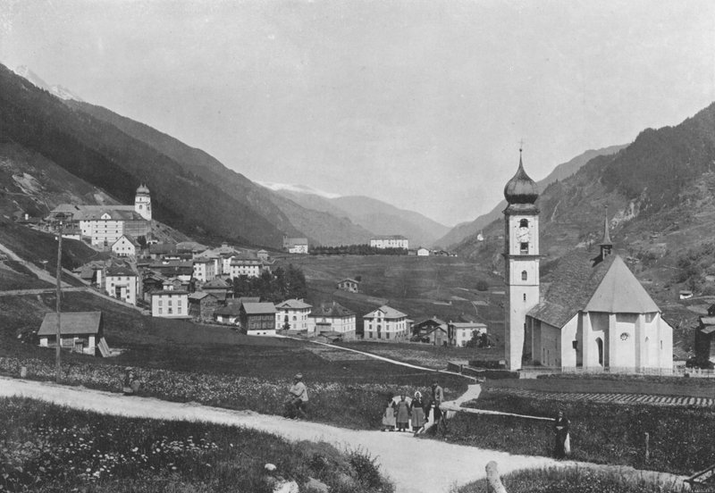 Disentis，一般视图（黑白照片） 作者 瑞士摄影师