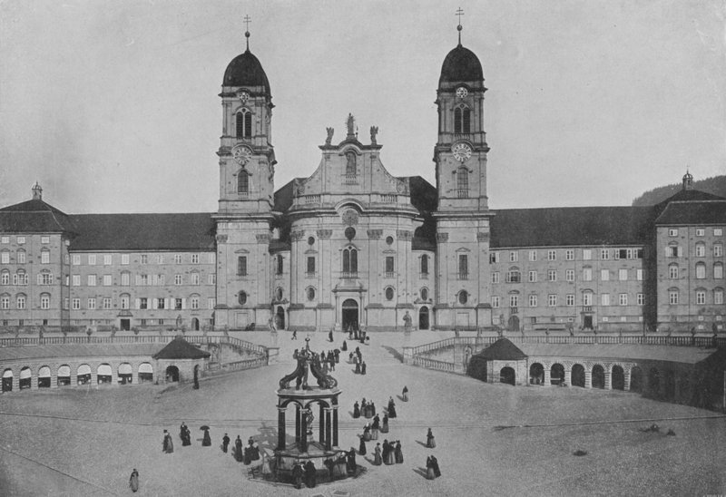 Einsiedeln，Facade du Couvent（黑白照片） 作者 瑞士摄影师