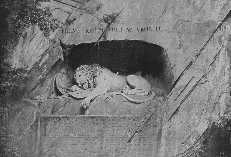 Le Lion de Lucerne（黑白照片） 作者 瑞士摄影师