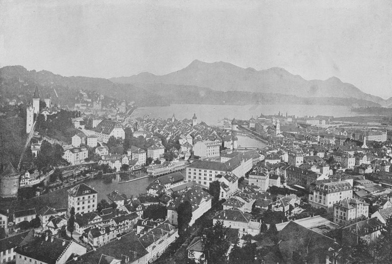 Lucerne et Righi (b/w photo) 作者 瑞士摄影师