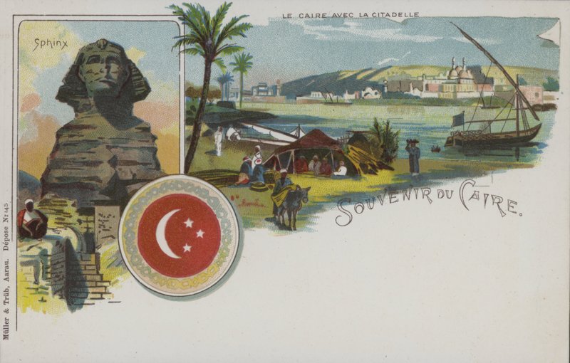 埃及场景：开罗及其城堡和狮身人面像（chromolitho） 作者 瑞士学校