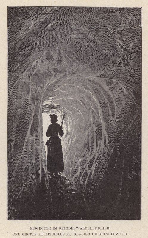 Eisgrotte im Grindelwaldgletscher, Une Grotte Artificielle au Glacier de Grindelwald (engraving) 作者 瑞士学校