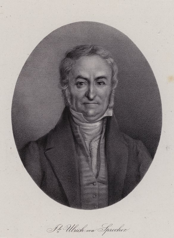 瑞士政治家Jakob Ulrich Sprecher von Bernegg（雕刻）。 作者 瑞士学校