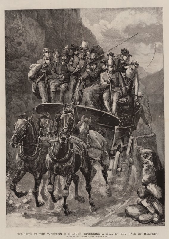 西部高地的游人，在梅尔福特山口冒出一座小山（版画） 作者 悉尼先验（后）厅