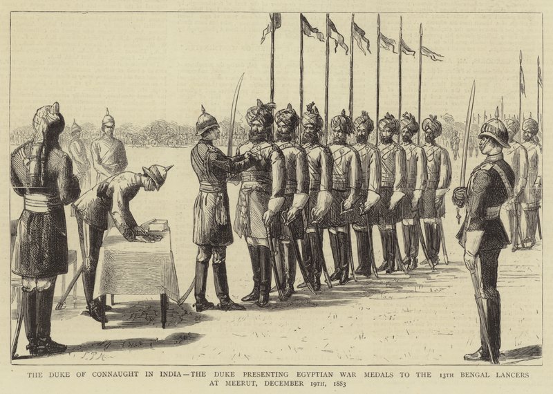 1883年12月19日，印度康诺特公爵，公爵向米勒的第13届孟加拉枪骑兵颁发埃及战争奖章 作者 悉尼先验厅