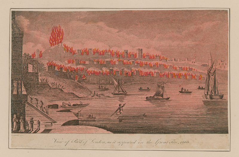 一部分的伦敦看法，它出现在伟大的火，1666年 作者 T.香Pra